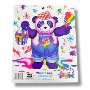 Vintage 90's Lisa Frank Painter Bear Puzzle Tray Panda